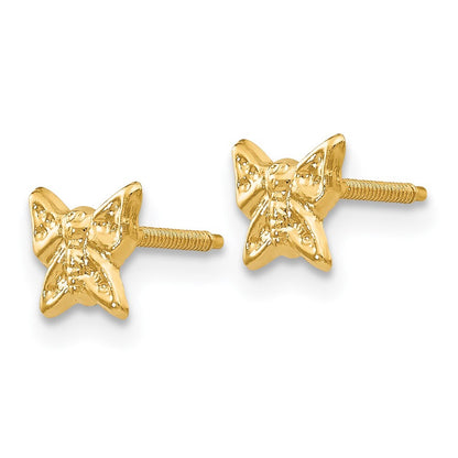 14k Yellow Gold Butterfly Screwback Stud Earrings
