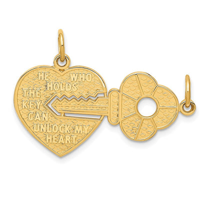 14k Yellow Gold Polished 2 Piece Break Apart HE WHO HOLDS THE KEY Charm Pendants