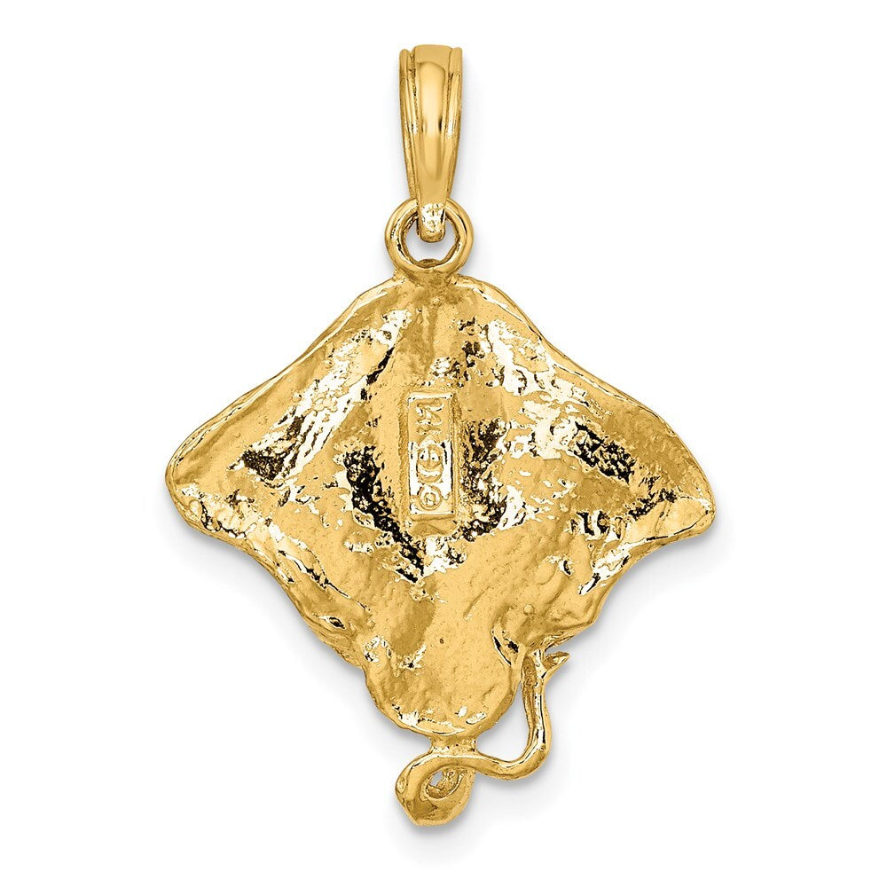 14k Yellow Gold Stingray Charm Pendant for Women