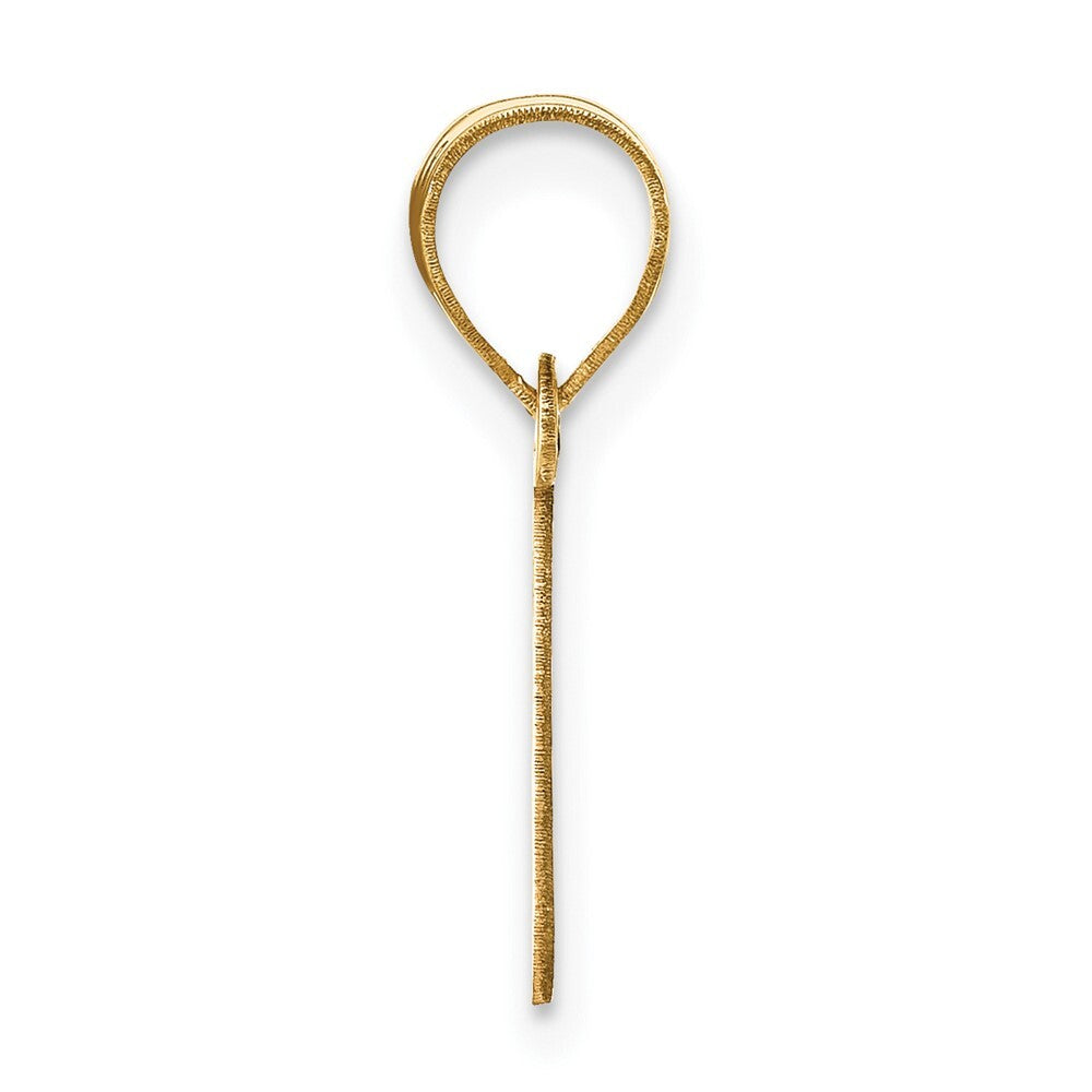 14k Yellow Gold Polished Bubble Letter I Initial Pendant for Women