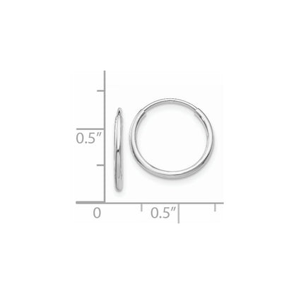 14k White Gold Polished Endless Tube Hoop Earrings Gift for Women