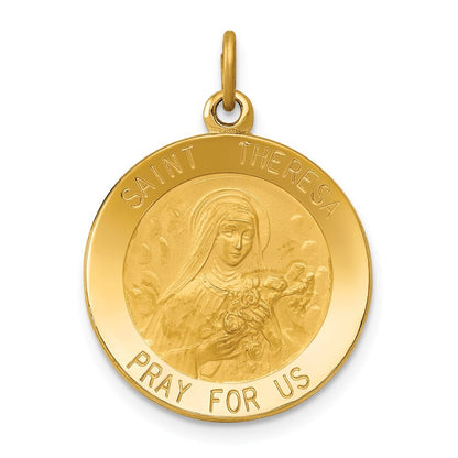 14k Yellow Gold Saint Theresa Medal Charm Pendant for Women
