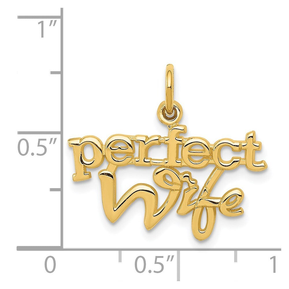 14k Yellow Gold PERFECT WIFE Charm Pendant for Women