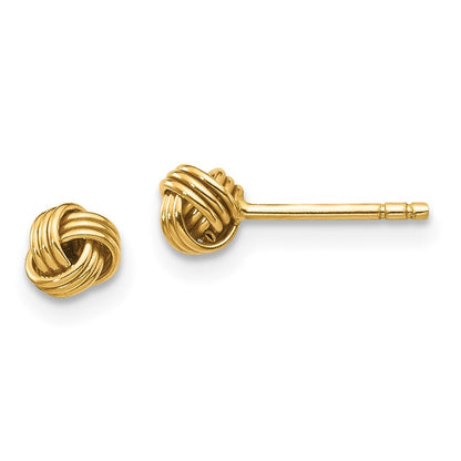 14k Yellow Gold Polished Love Knot Stud Earrings Gift for Women