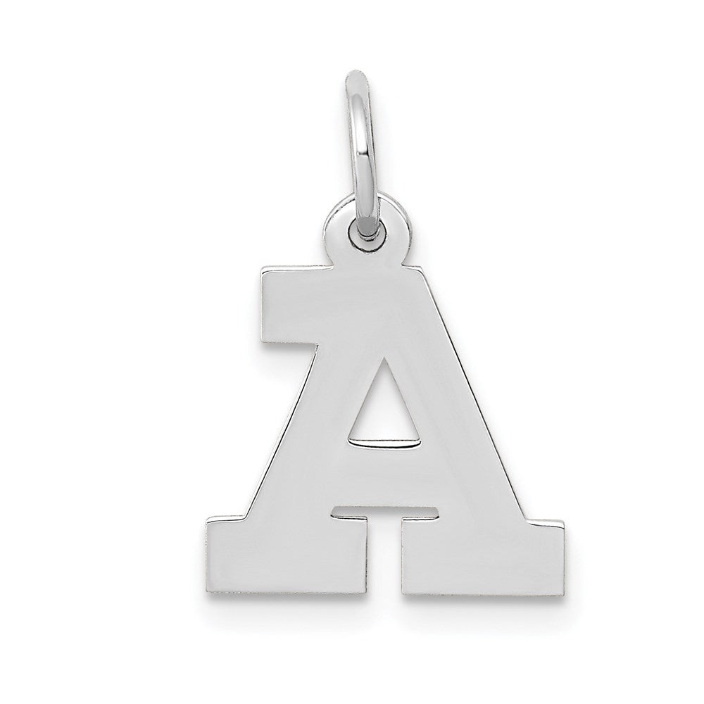 14K White Small Block Letter A Initial Charm