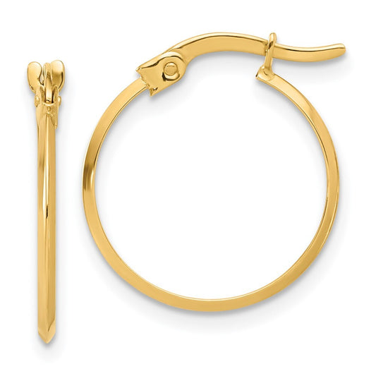 14k Yellow Gold Polished Knife Edge Hoop Earrings Gift for Women