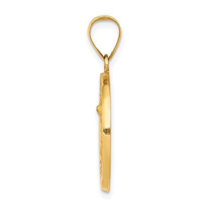 14k Yellow Gold Polished and Satin St Michael Medal Hollow Pendant for Women