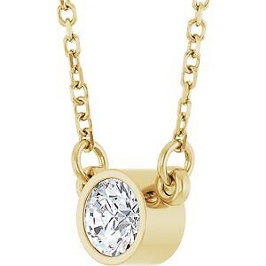 14k Yellow Gold Stuller Lab-Grown Moissanite Solitaire 18" Necklace