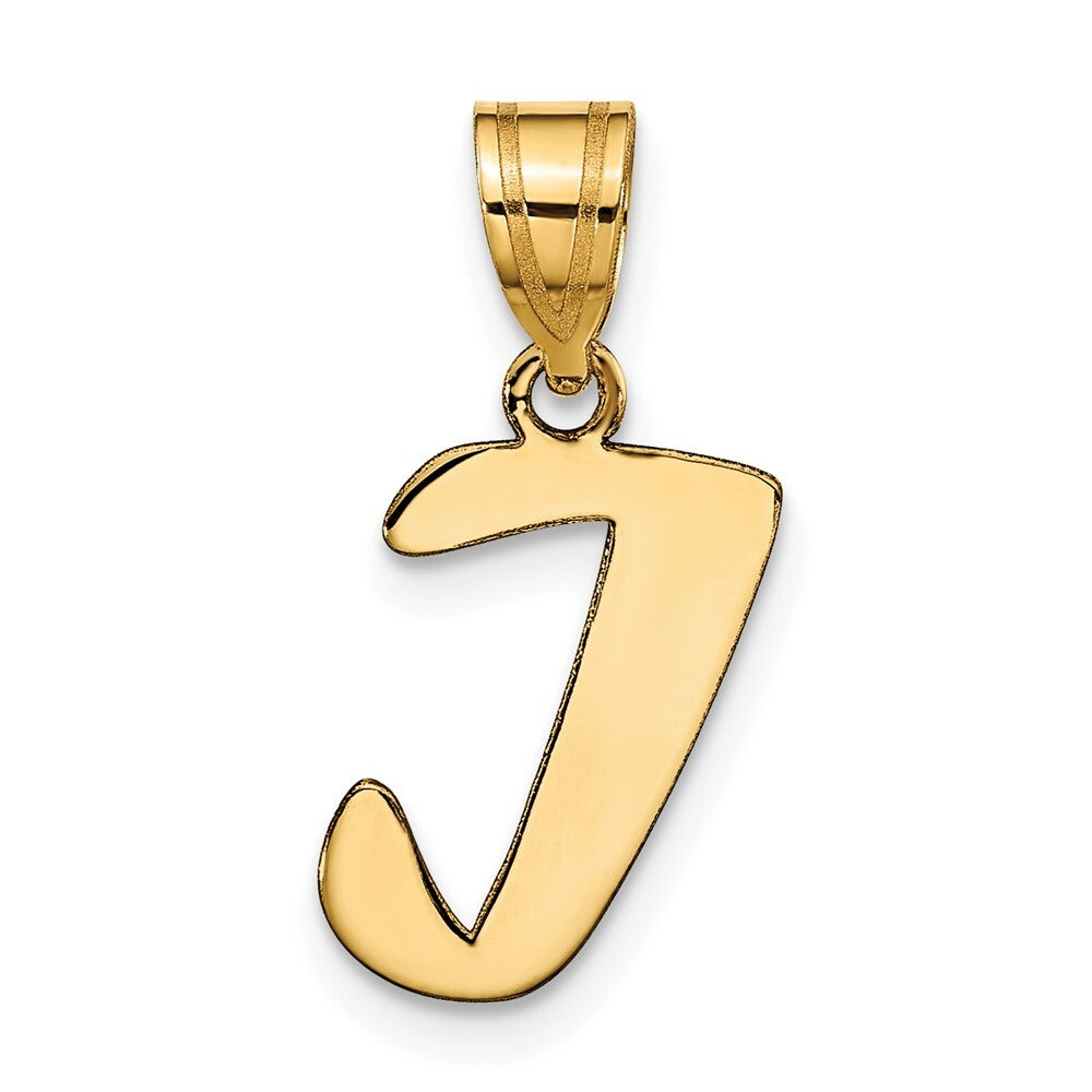 14k Yellow Gold Polished Script Letter I Initial Pendant for Women