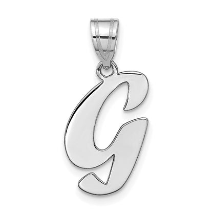 14k White Gold Polished Script Letter G Initial Pendant for Women