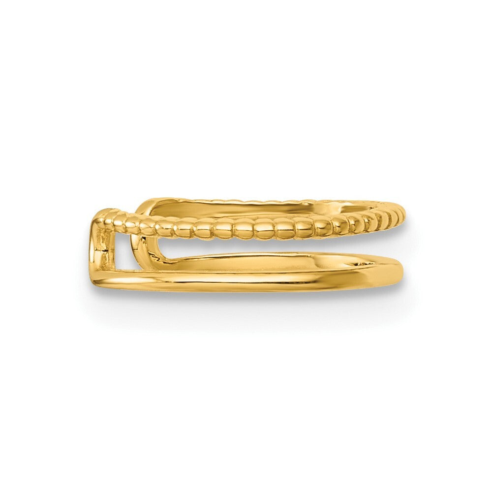 14k Yellow Gold Polished and Textured 2-Row Single Ear Cuff Gift for Women