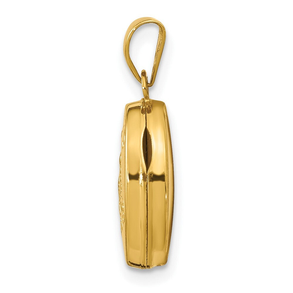 14k Yellow Gold Diamond Oval Locket Pendant for Women