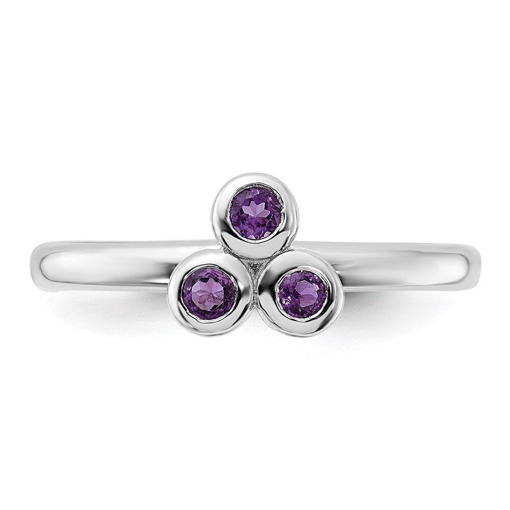 Sterling Silver Rhodium-plated Amethyst Ring Size 6