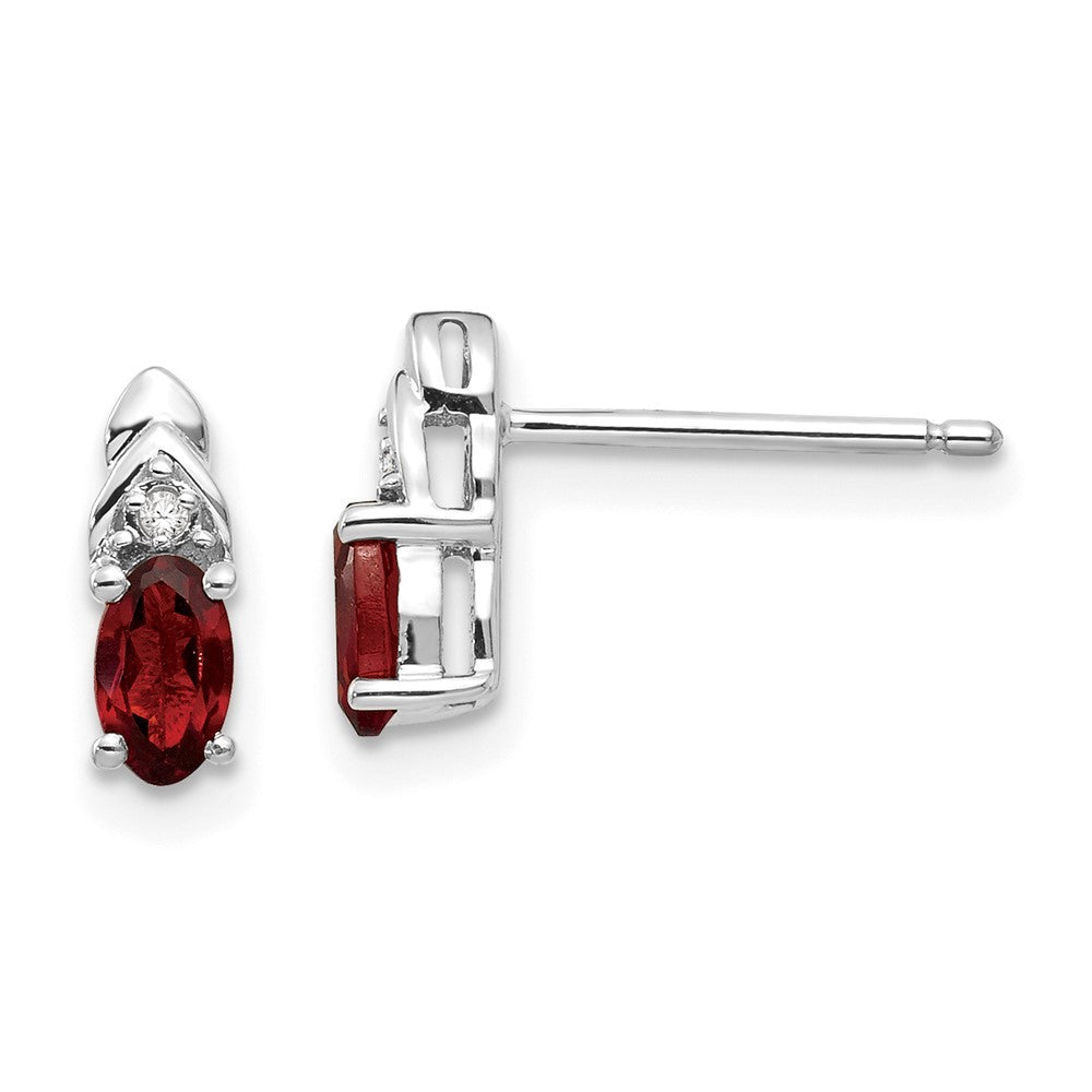14k White Gold Garnet and Diamond Earrings
