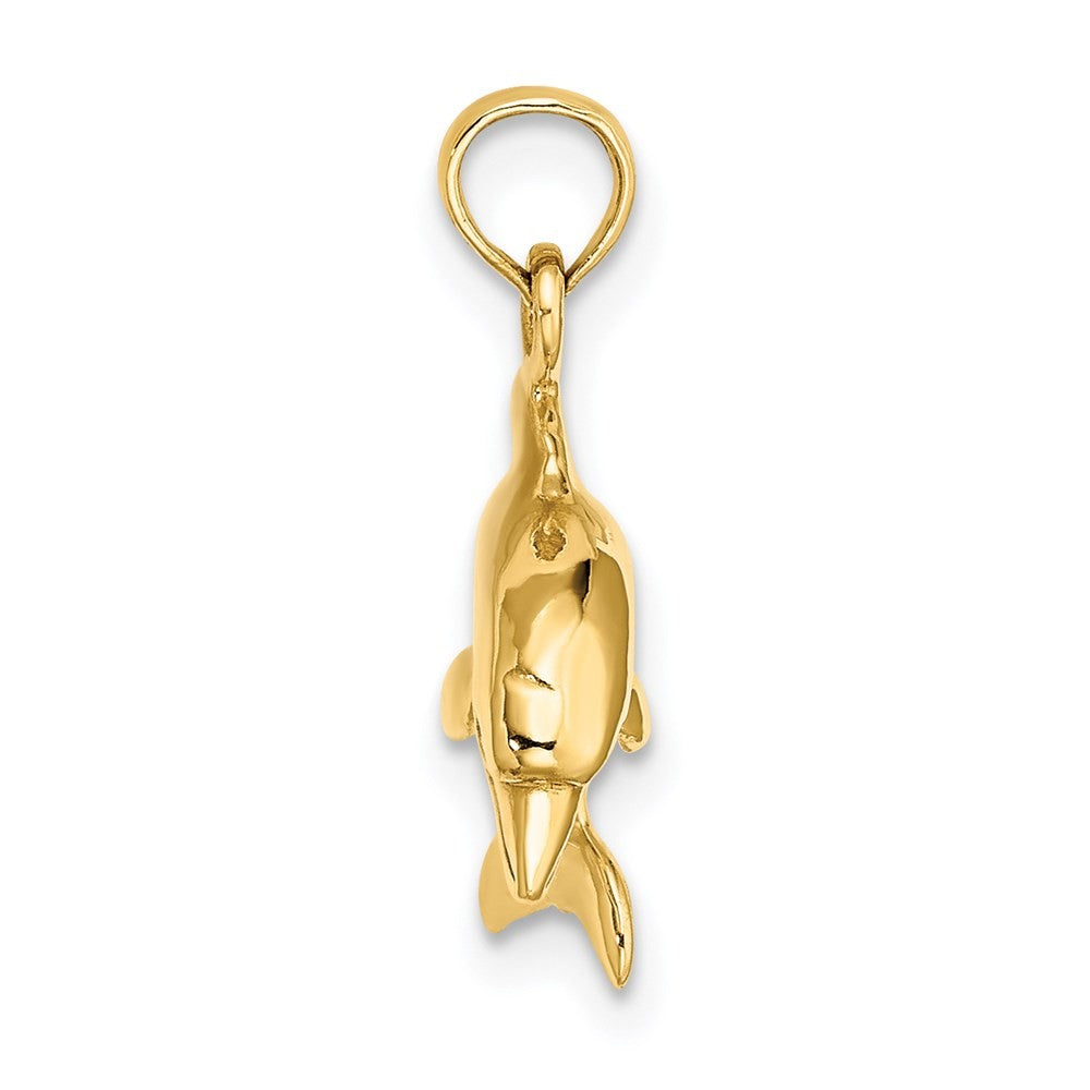 14k Yellow Gold 3-D Dolphin Jumping Charm