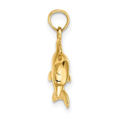 14k Yellow Gold 3-D Dolphin Jumping Charm