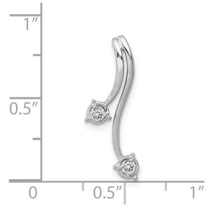 14k White Gold 1/10ct. Diamond Double Curved Lines Chain Slide Pendant for Women