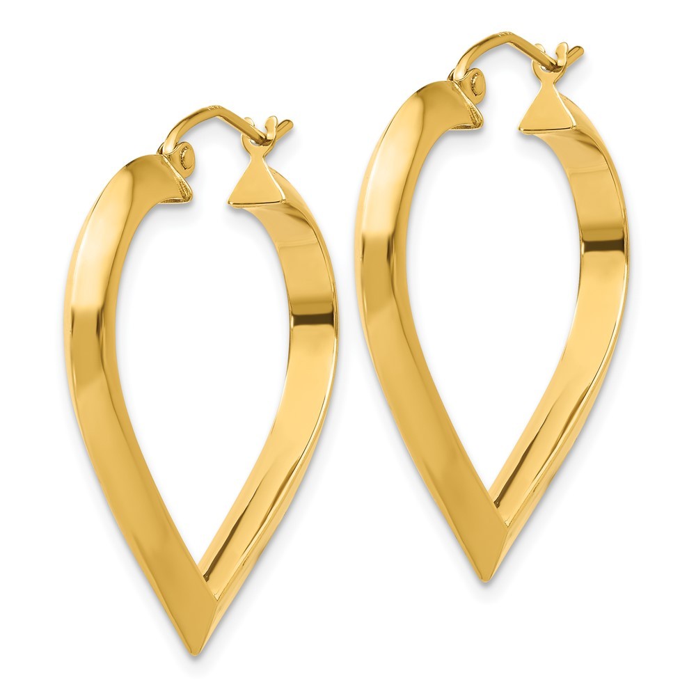 14k Yellow Gold Polished Heart Hoop Earring