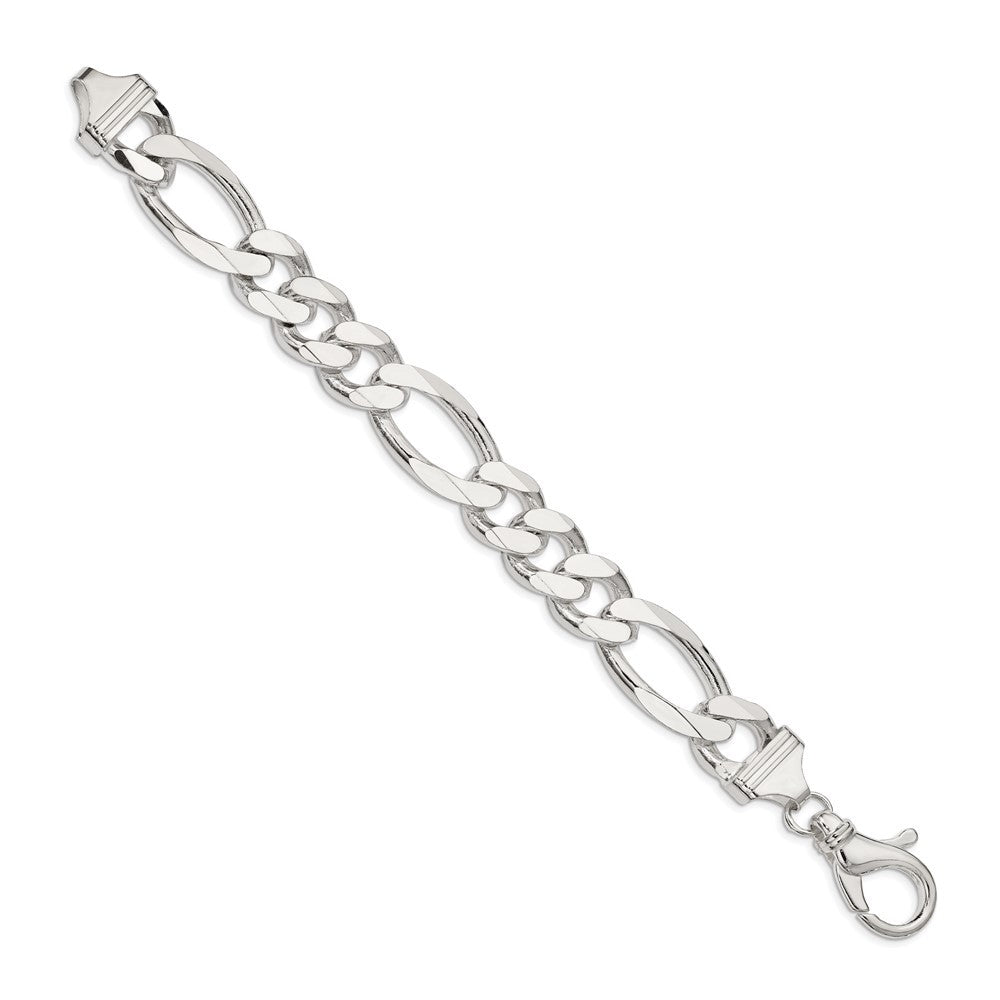 Sterling Silver 15mm Figaro Chain Bracelet