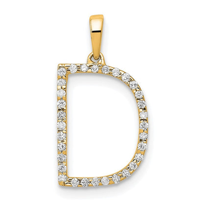 14k Yellow Gold Diamond Letter D Initial Pendant