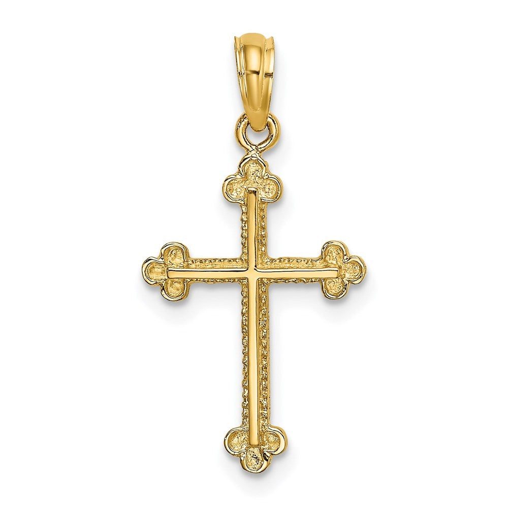 14k Yellow Gold Cross W/ Spade Tip Edges Charm