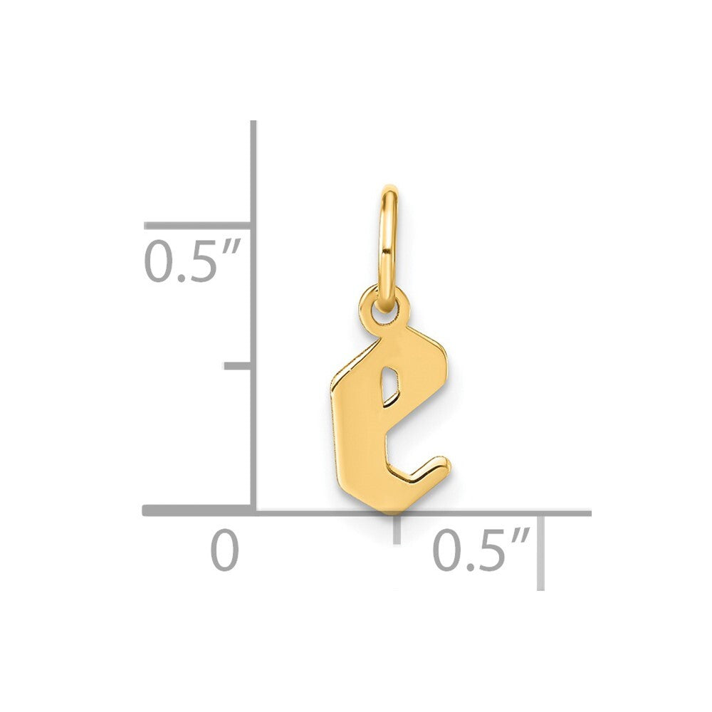 14k Yellow Gold Lowercase Letter E Initial Pendant for Women