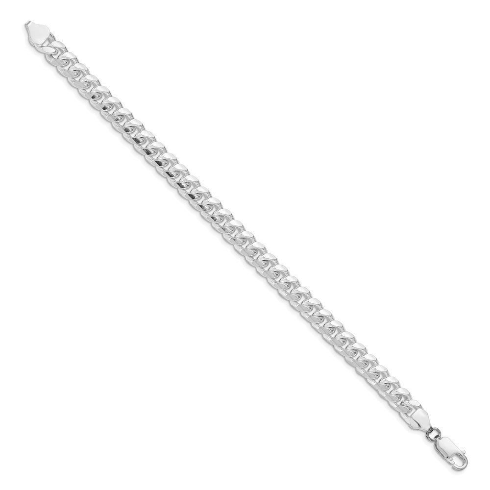 Sterling Silver 7.35mm Domed Side Diamond-Cut Curb Chain Bracelet