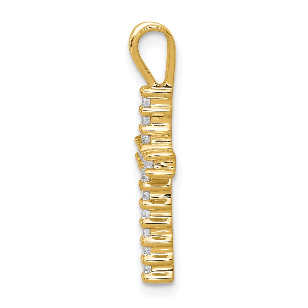 14k Yellow Gold and Rhodium Diamond Latin Cross Pendant for Women