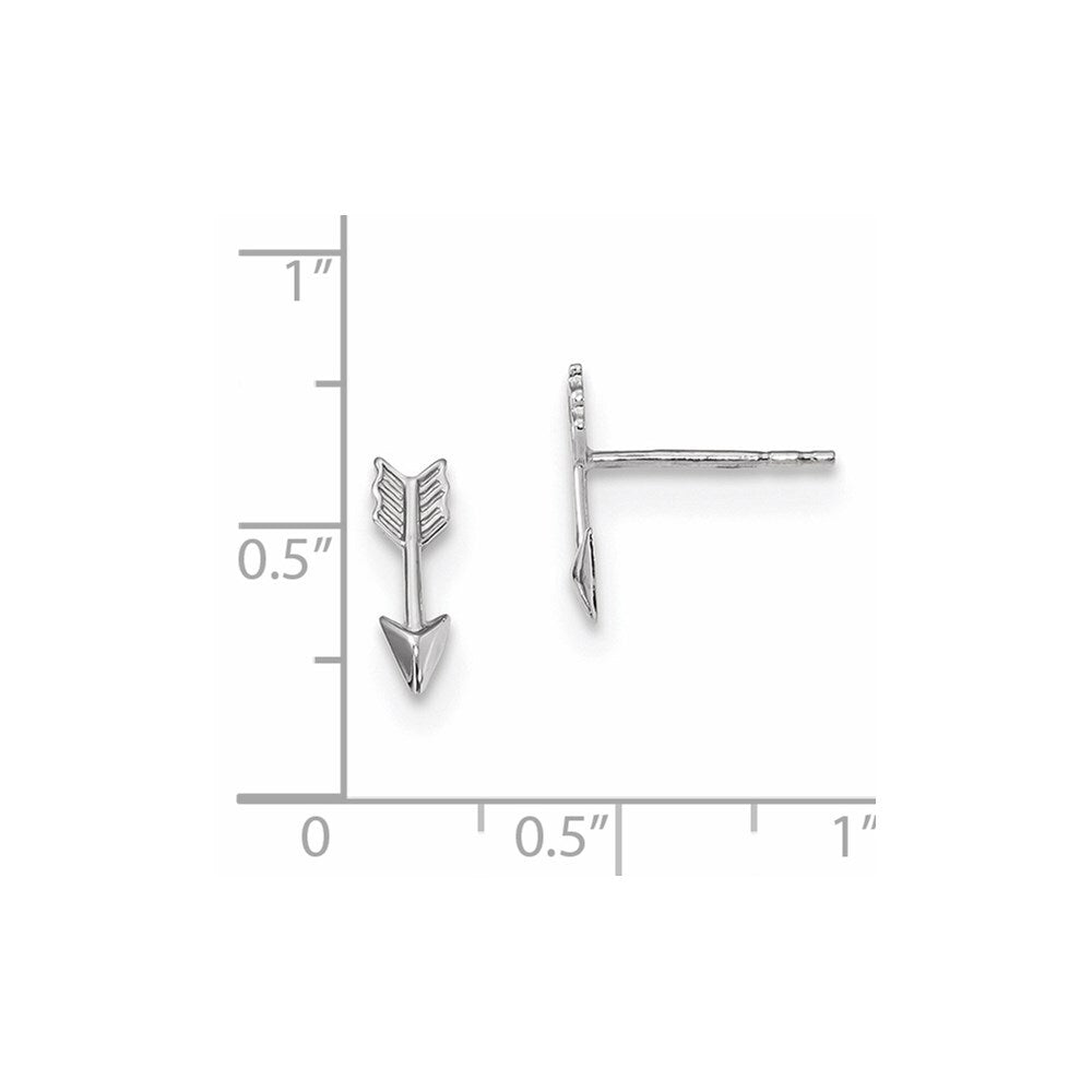 14k White Gold Polished Arrow Stud Earrings Gift for Women
