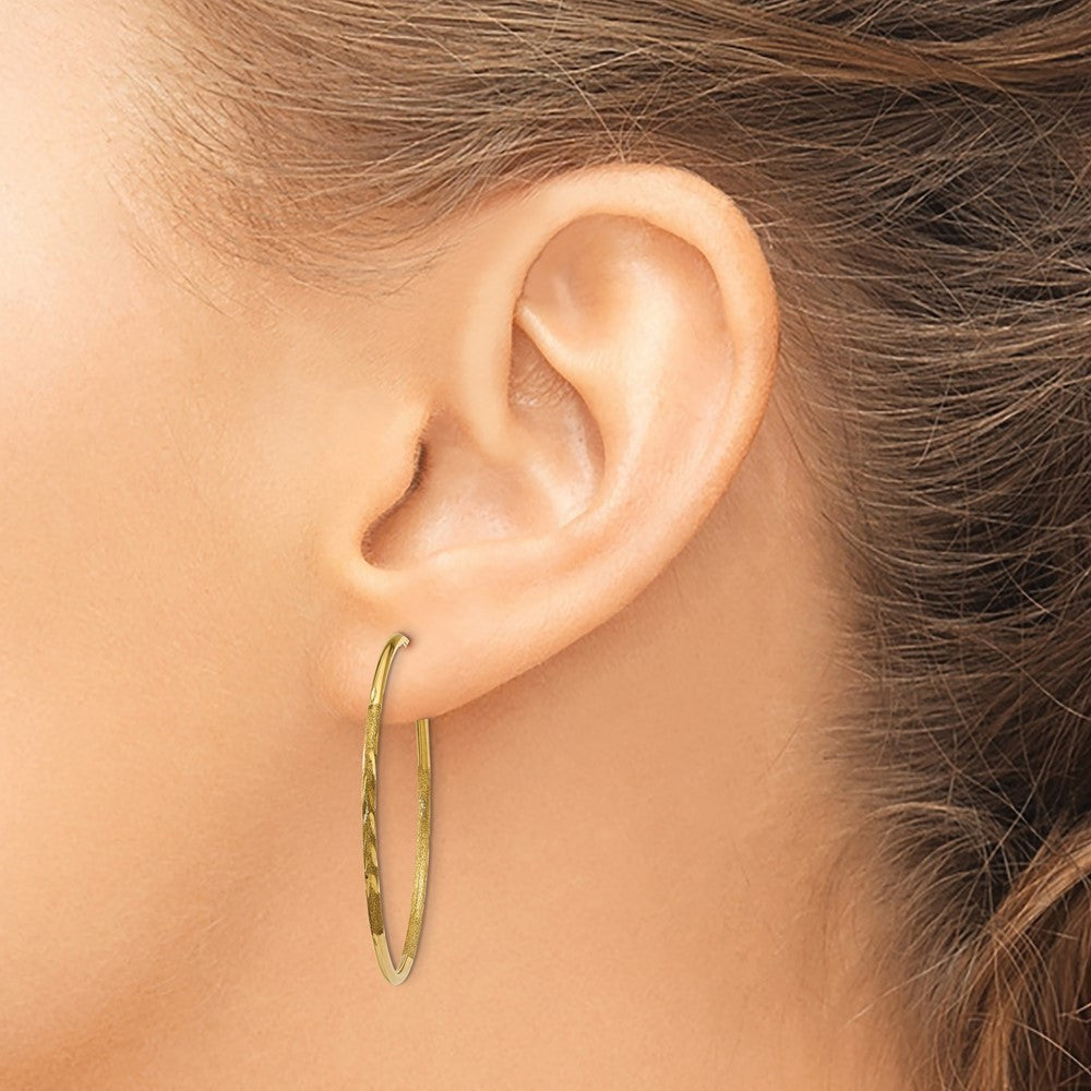 14k Yellow Gold 1.25mm Diamond-cut Endless Hoop Earring