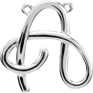 14k White Gold Script Initial A Necklace Center