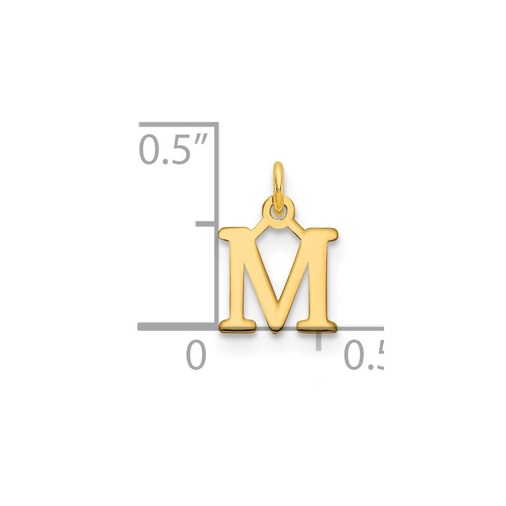 14k Yellow Gold Cutout Letter M Initial Pendant for Women