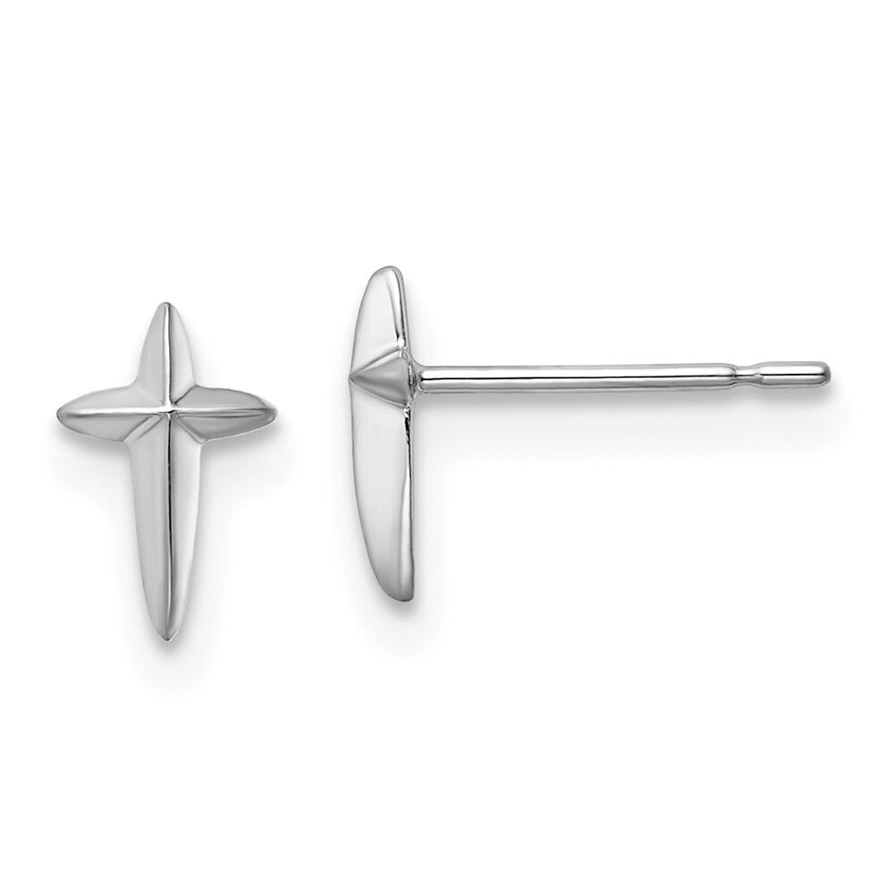 14k White Gold Cross Stud Earrings Gift for Women