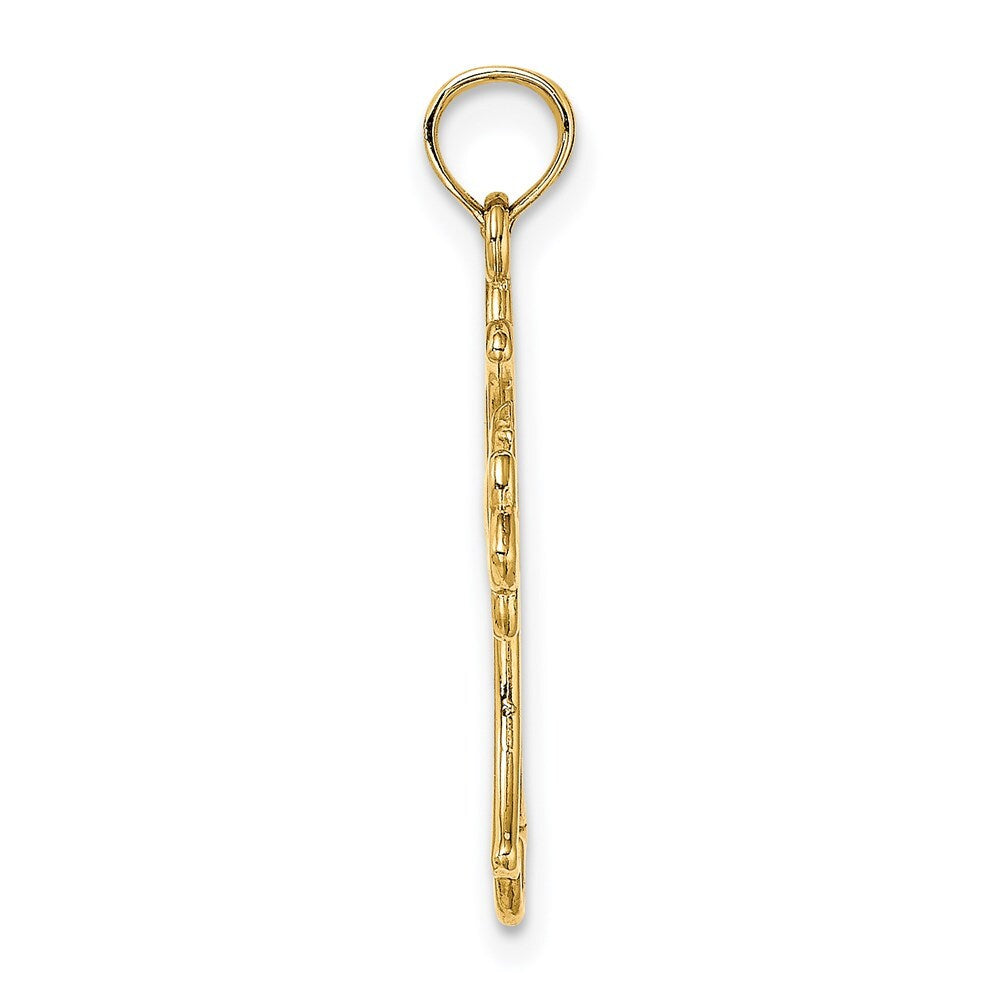 14k Yellow Gold Cut-Out Dove Center Cross Charm Pendant for Women