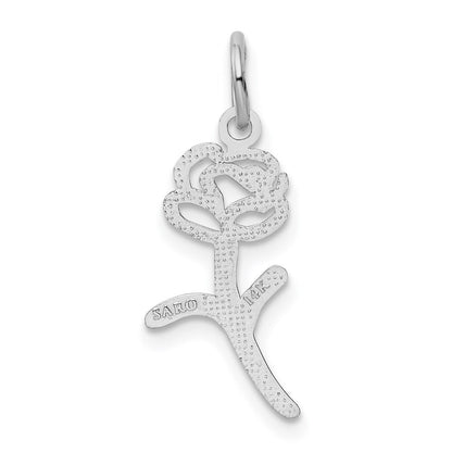14k White Gold Rose Charm Pendant for Women