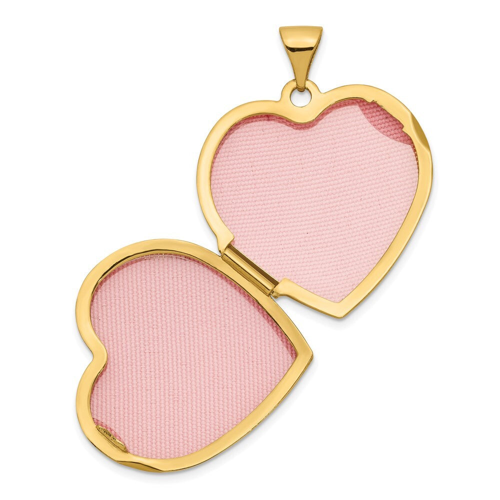 14k Yellow Gold 21mm Heart Domed Locket Pendant for Women