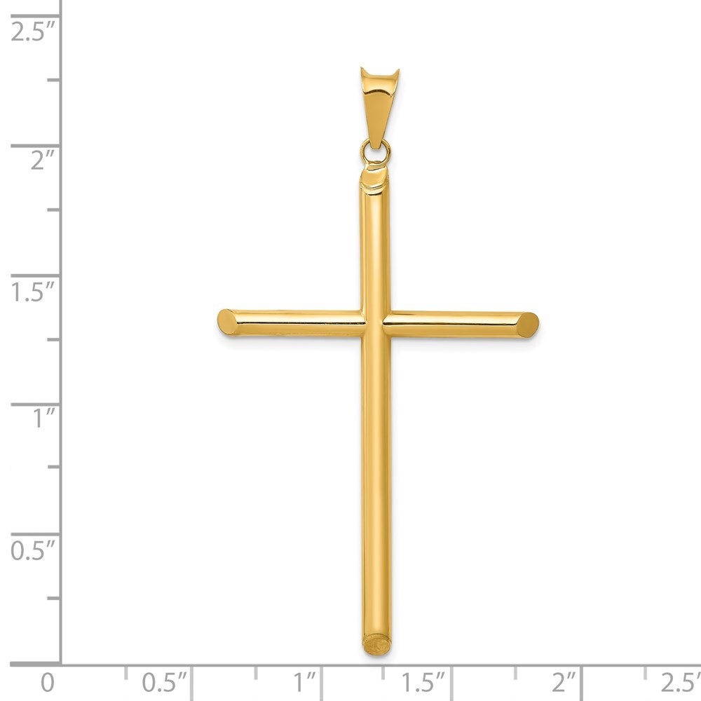 14k Yellow Gold 3-D Polished Hollow Cross Pendant
