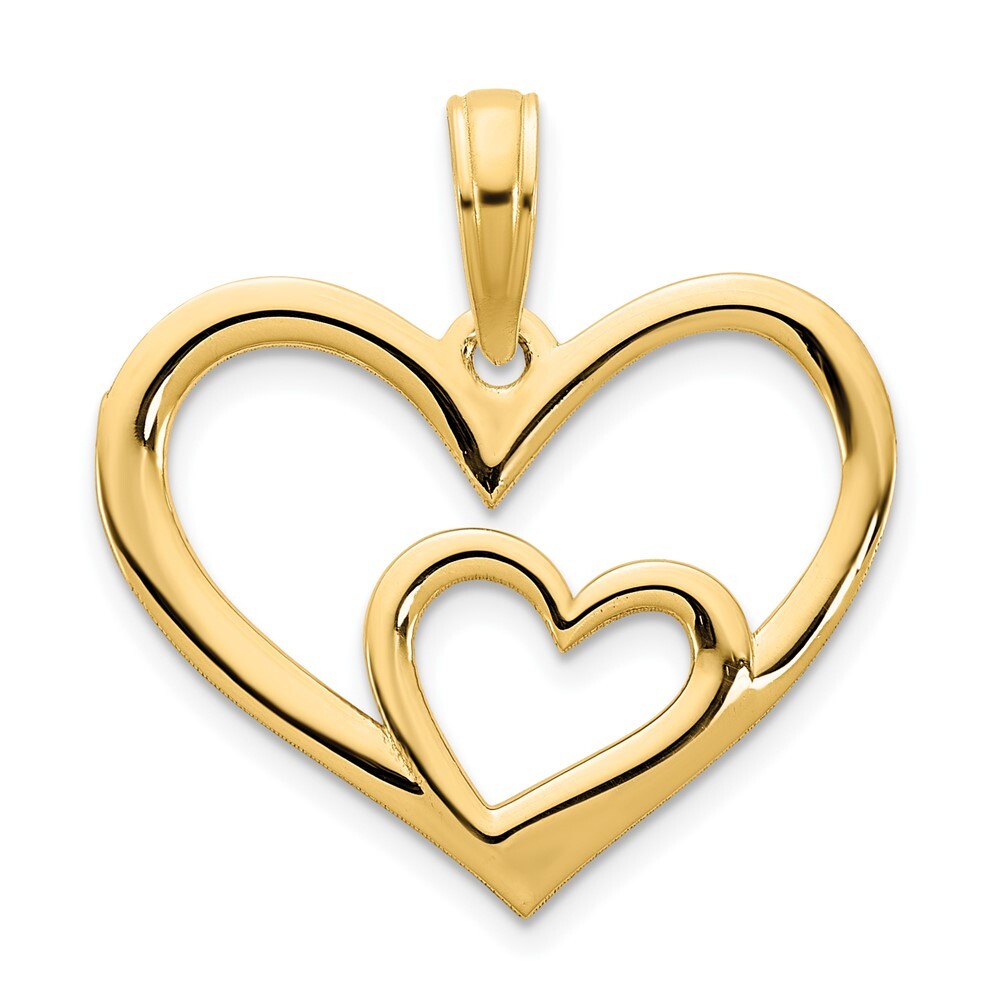 14k Yellow Gold Heart in a Heart Pendant for Women