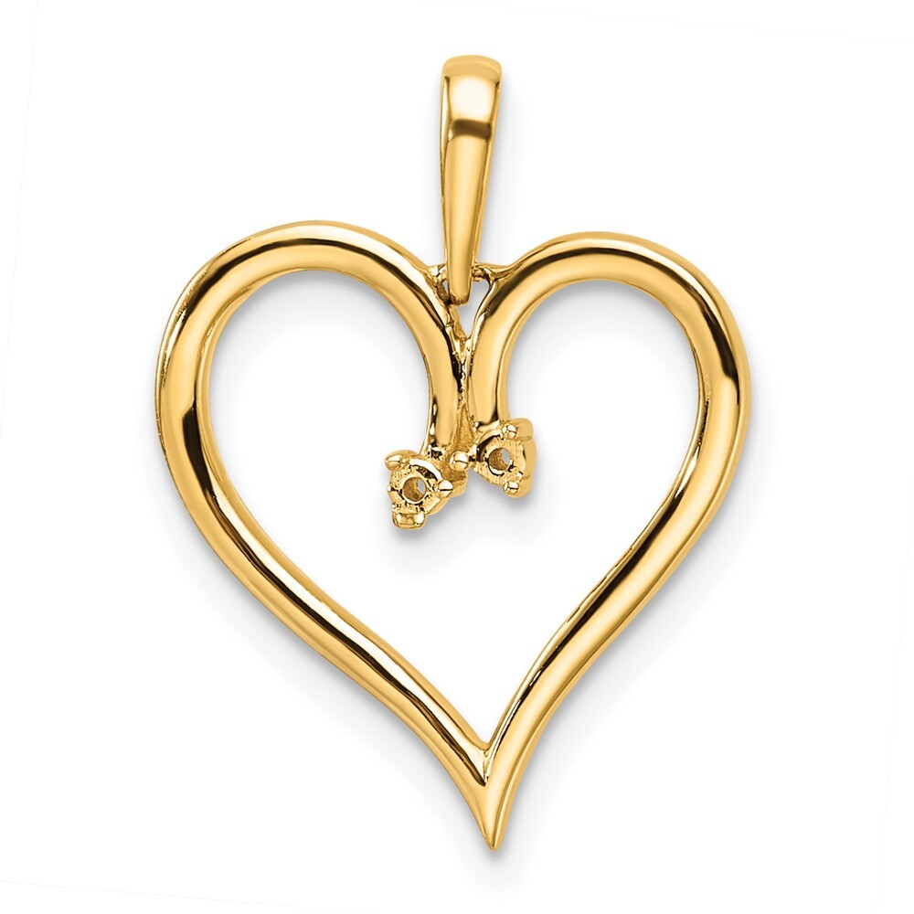 14k Yellow Gold Heart Pendant Mounting for Women