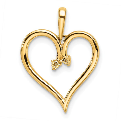 14k Yellow Gold Heart Pendant Mounting for Women