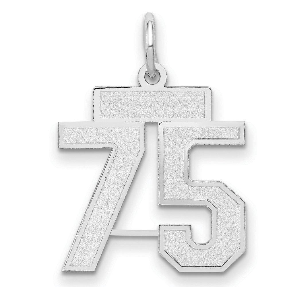 14k White Gold Small Satin Number 75 Charm Pendant