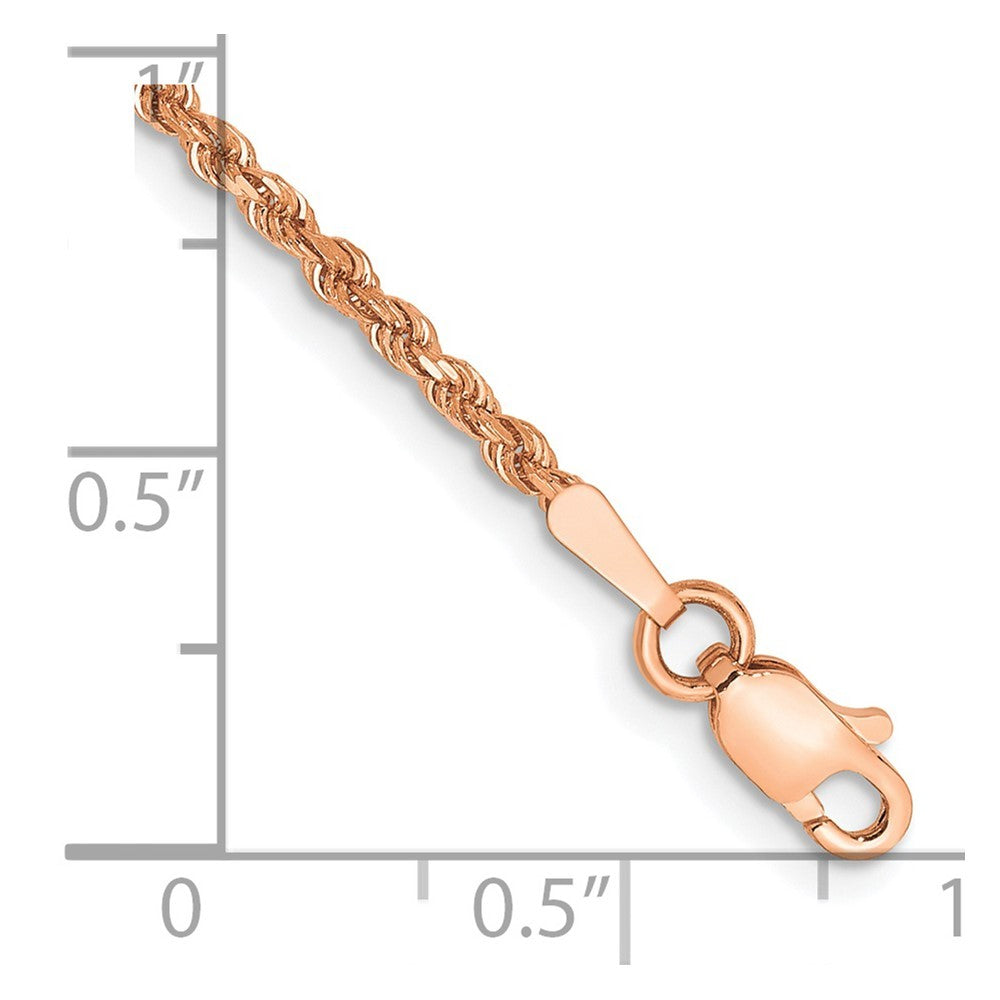 14K Rose Gold 7 inch 1.75mm Diamond-cut Rope Chain Bracelet