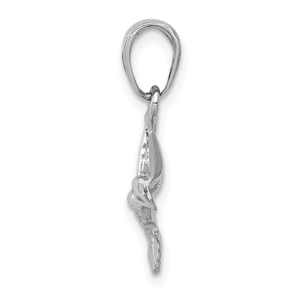 14k White Gold Hummingbird Pendant for Women