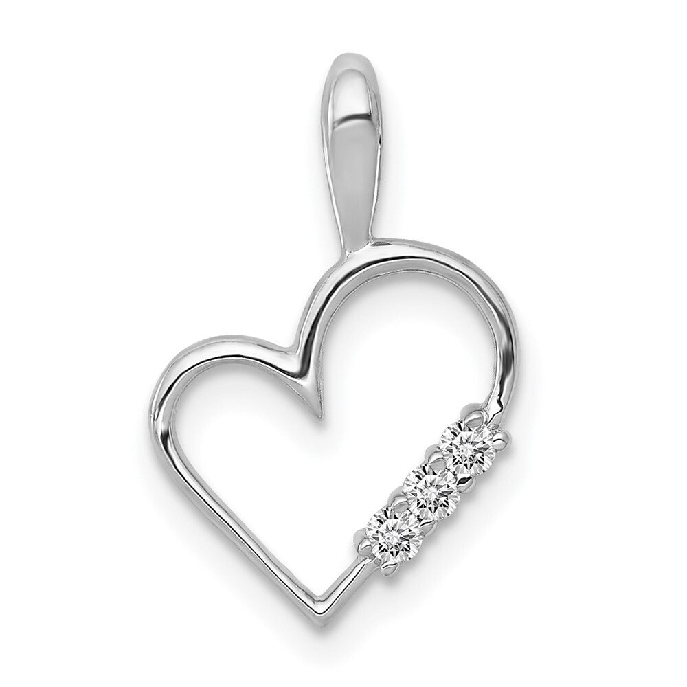 14k White Gold AA 1/20ct. Diamond Heart Pendant for Women