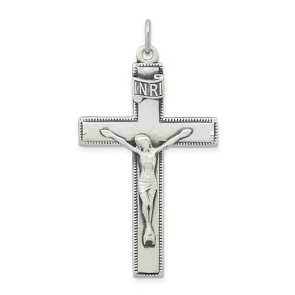 Sterling Silver Antiqued INRI Crucifix Pendant Holiday Gift for Women