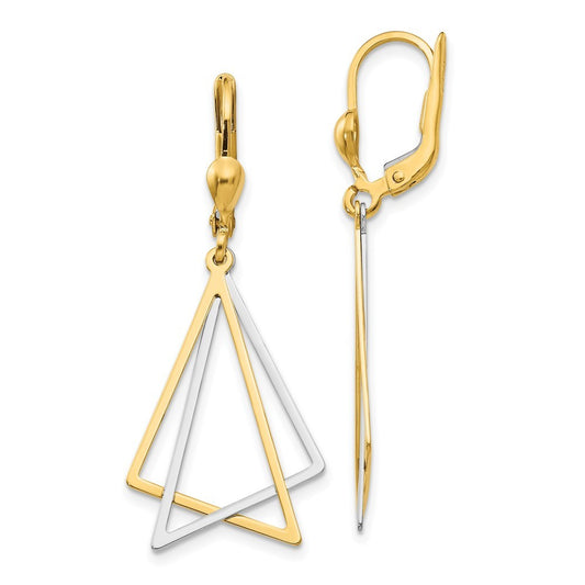 14k Two-tone Drop Dangle Drop Earrings