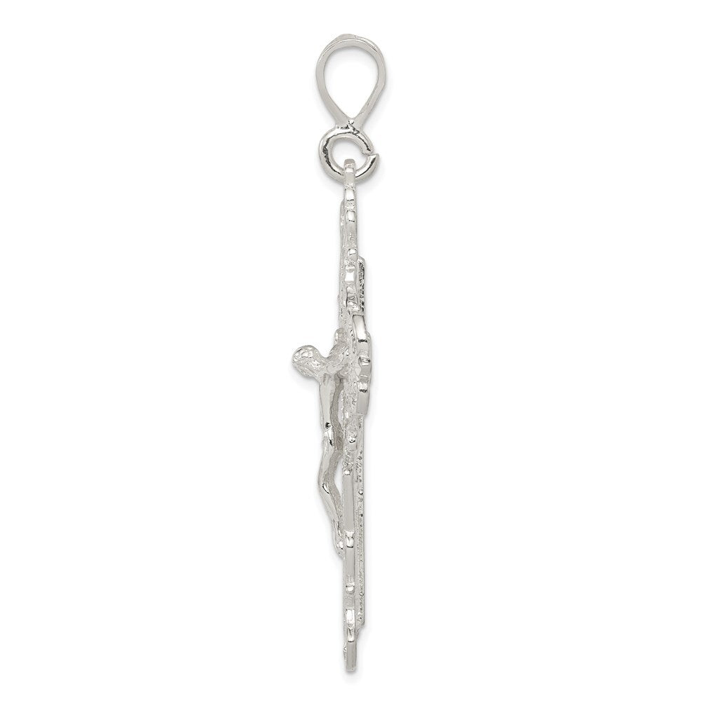 Sterling Silver Diamond-Cut Crucifix Pendant Holiday Gift for Women
