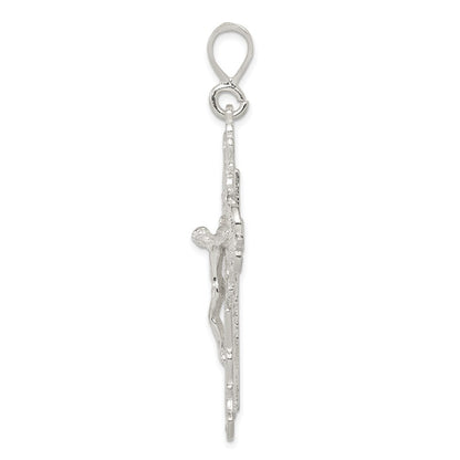 Sterling Silver Diamond-Cut Crucifix Pendant Holiday Gift for Women