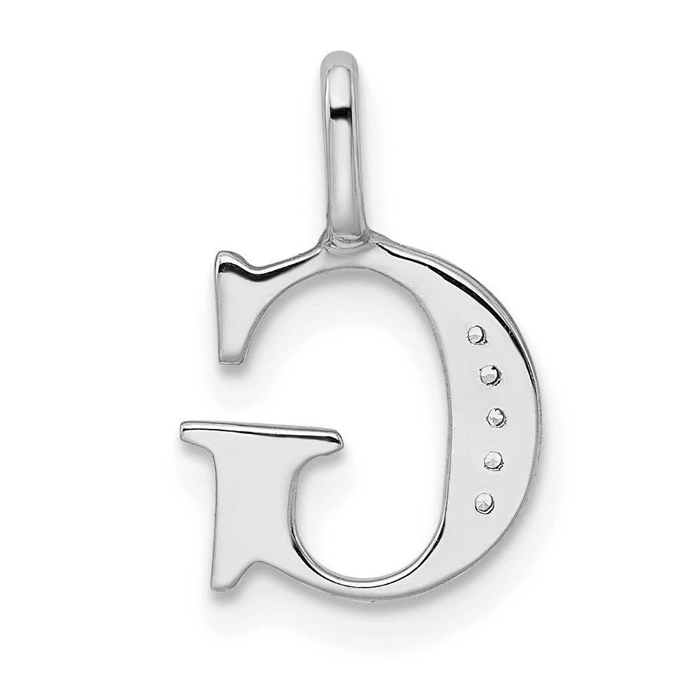 14k White Gold Diamond Letter G Initial Pendant