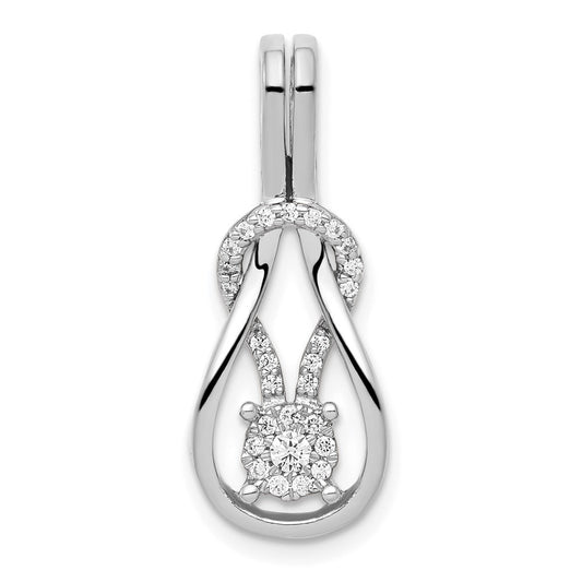 14k White Gold 1 6ct. Diamond Square Knot Slide Pendant